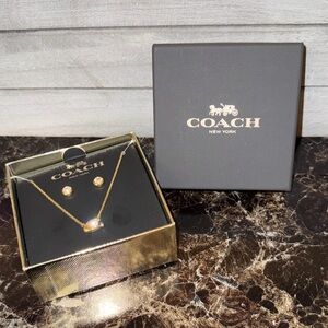 Coach Gold Necklace and Earring Set